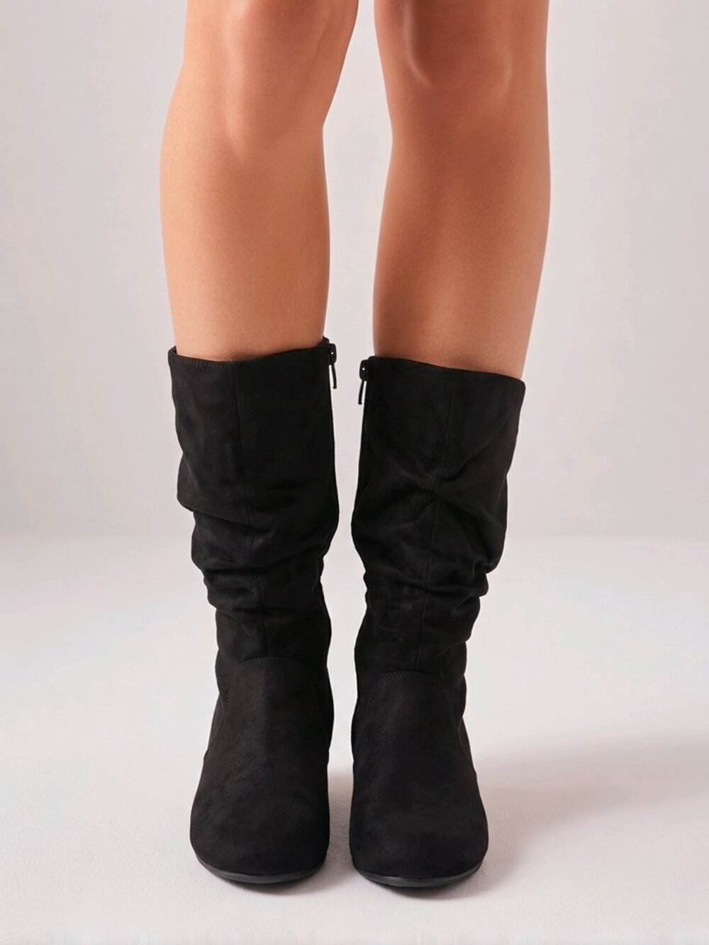 NWT York Black Noir Suede Zippered Below-the-Knee Boots – Women's Size 9.5 - Picture 3 of 5